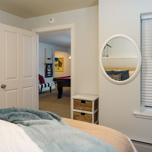 Located right off of the game room, the Raven Room has its own private bathroom and shower.