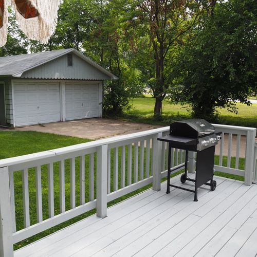Exterior:  another view of the backyard deck.