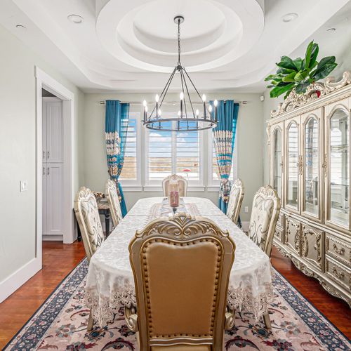 Spacious dining area where modern lines meet natural light