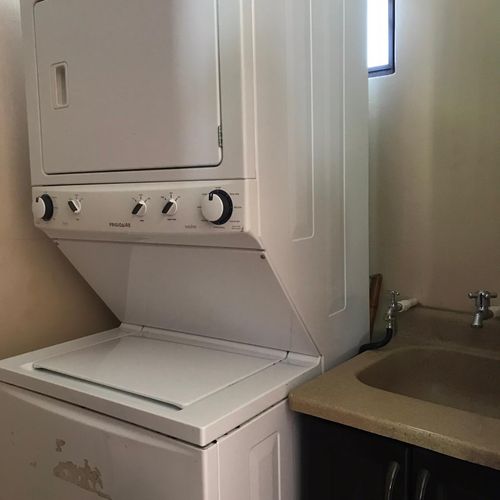 Clothes washer and dryer are inside the home and free to use.