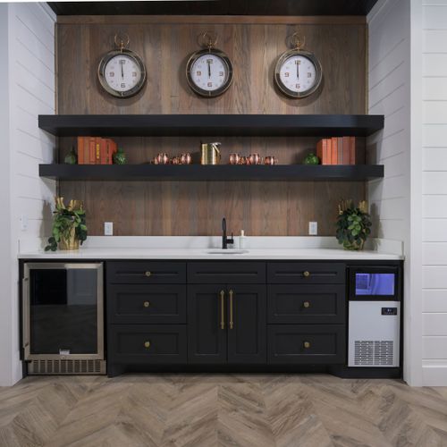 Counter area with sink, ice maker, and wine fridge—perfect for entertaining!