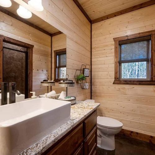 The private bathroom.