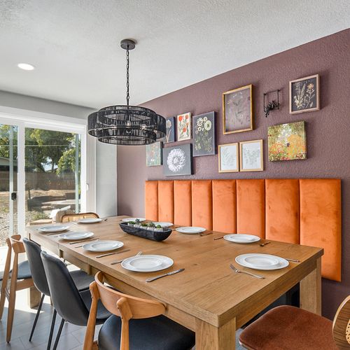 Vibrant and inviting, this colorful dining area is perfect for lively gatherings and shared meals with family and friends.