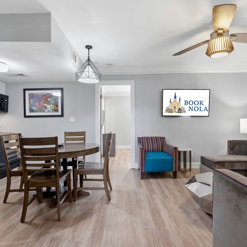 Gather around the dining table for shared meals & good conversation.