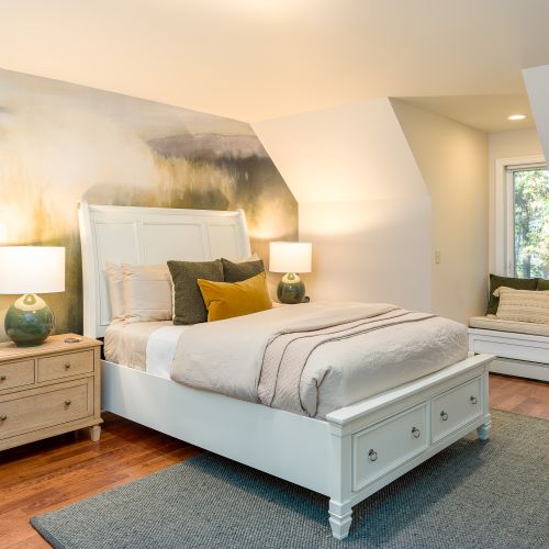 Each bedroom has its own unique design. With a private bathroom, desk and reading area, it becomes your quiet retreat to catch up on emails or read that book you packed!