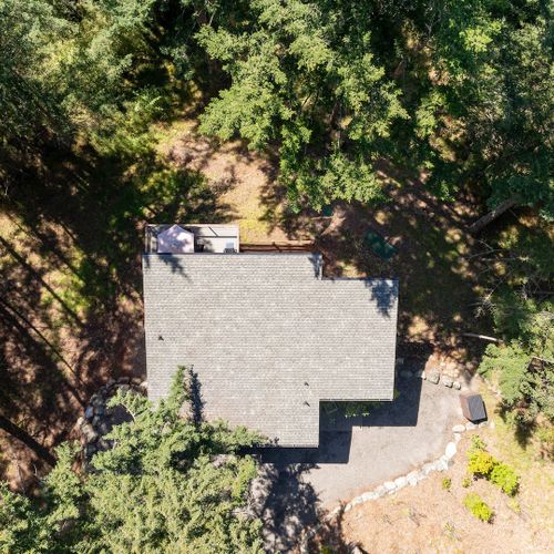Bird's Eye View of the trees and home.