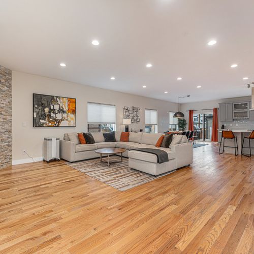 Chic warm comfort awaits in our stylish first-floor living space with gas fireplace!