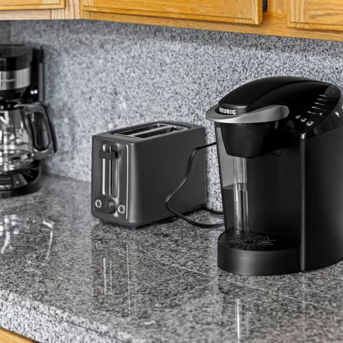 Coffee maker and toaster ready for easy mornings at home