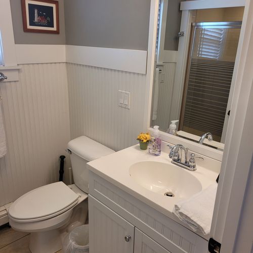 Bathroom #4 (larger house, second floor):  full bathroom on the second floor of the larger house.