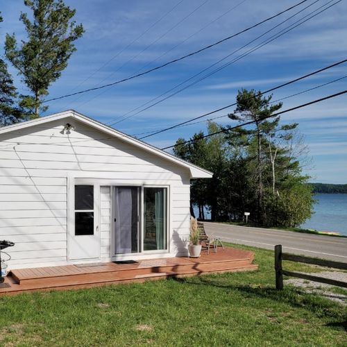 Exterior:  the side deck, where the propane grill is located.