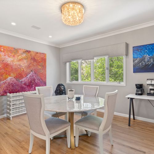 Artistic accents give this home a gallery-like vibe with a cozy twist.