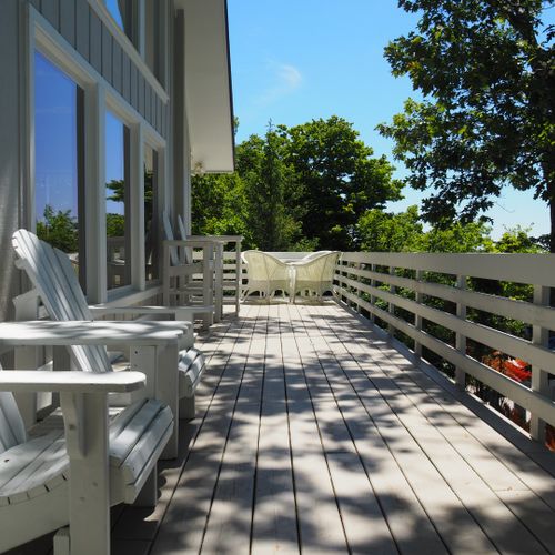 Exterior:  the huge wrap-around deck with great views of lake michigan.