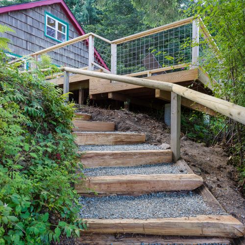 Handrails and steps lead you to the beach below...