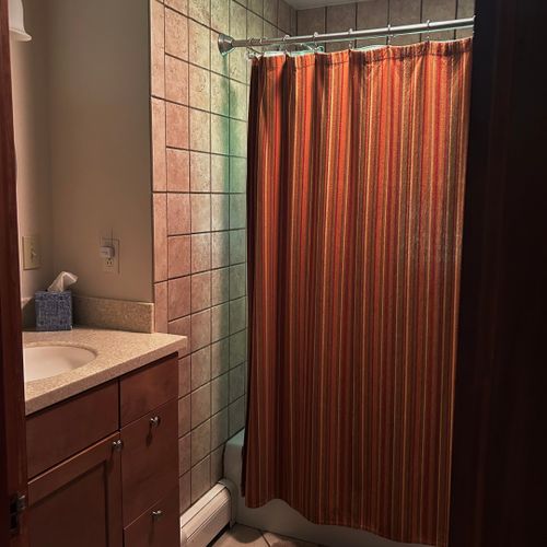 Bathroom:  the cabin has a full bathroom with a combination tub and shower.