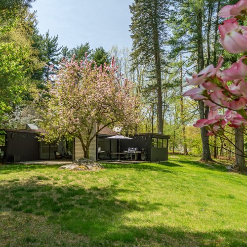 A large and lovely space, surrounded by trees and open sky.