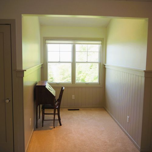 Bedroom #3 (second floor):  features a queen-size bed, ceiling fan, desk, dresser, and great views of the backyard, long lake, and sleeping bear dunes.