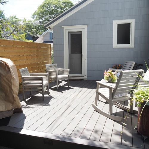 Exterior:  the lovely backyard deck.