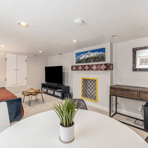 Versatile basement space perfect for relaxation and entertainment