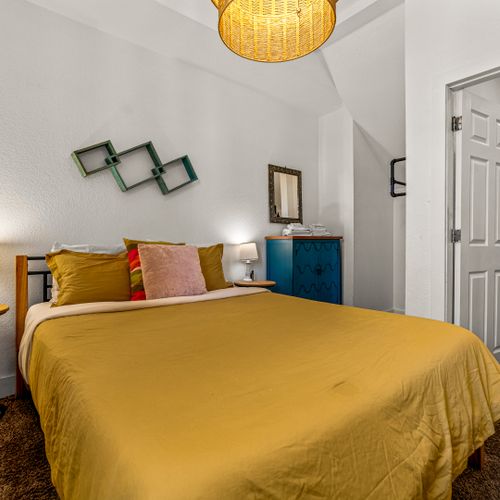 Soft lighting and minimal decor create a calming, uncluttered atmosphere.