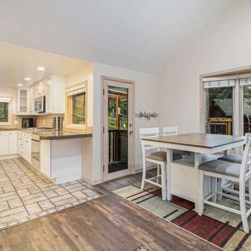 Functional flow from kitchen to dining.