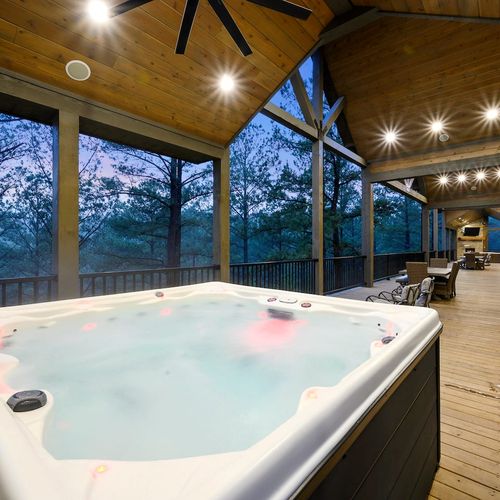 8-person hot tub on the covered porch!