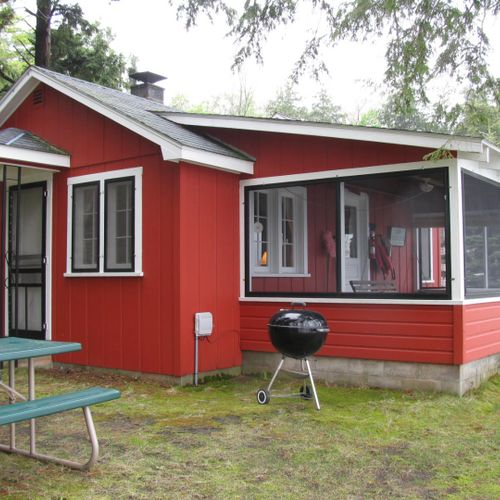 Overall:  the red laker cabin in summer