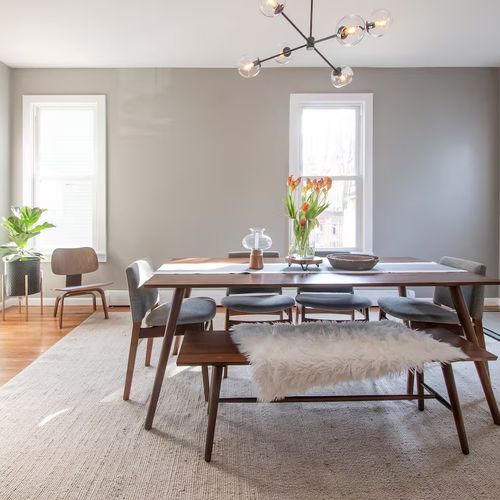 Enjoy group meals at the 6 person dining table