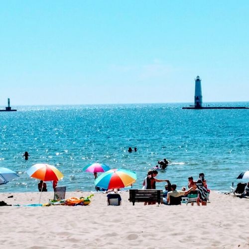 Extra:  frankfort beach in downtown frankfort. Very fun and both family-friendly and pet-friendly with a fun pier that goes out to the frankfort lighthouse.