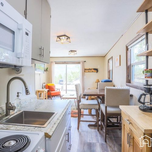 Enjoy modern, ful sized appliances in this quaint space.