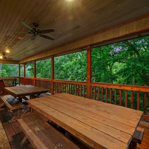 Outdoor dining areas are available under the covered patio!