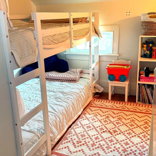 This adorable bunk room is the perfect spot for kids to imagine, play and dream.
