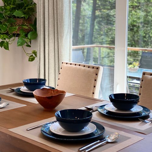 Gather around —  forest views set the scene for every meal.