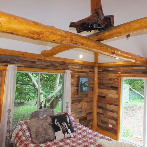 Bedroom #1:  a view of the gorgeous wooden ceiling structure.