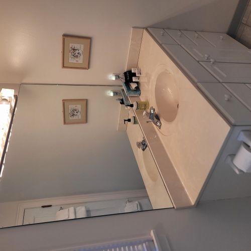 Bathroom #1 (main floor):  full bathroom with a combination tub and shower.