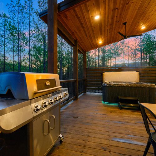 A gas grill is available with propane provided.