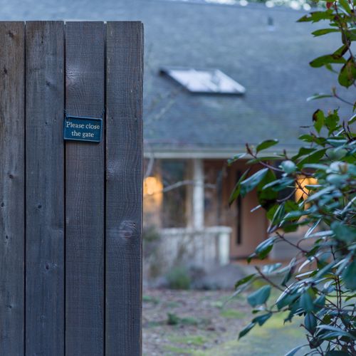 Gated yard for privacy.