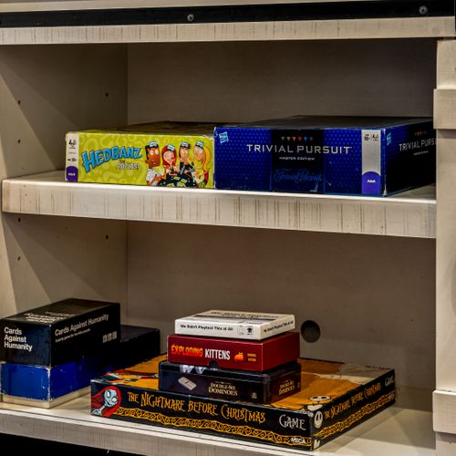 A collection of board games awaits for endless hours of fun.