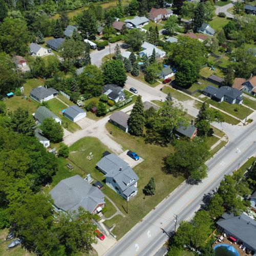 Exterior:  an aerial photo of the house and the immediate neighborhood.