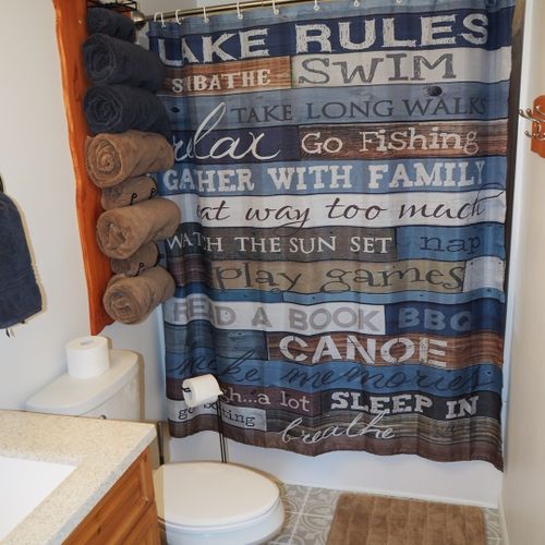 Bathroom:  full bathroom with a combination tub and shower.
