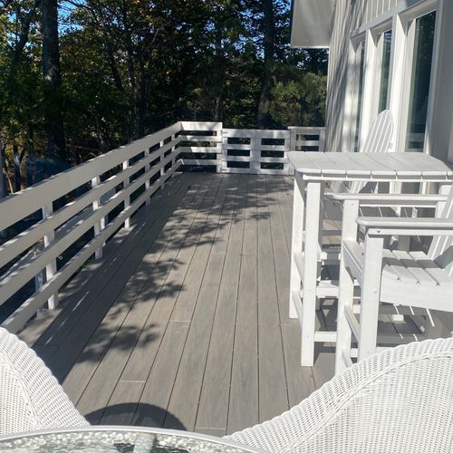 EXTERIOR:  The west side of the huge wrap-around deck with great views of Lake Michigan.