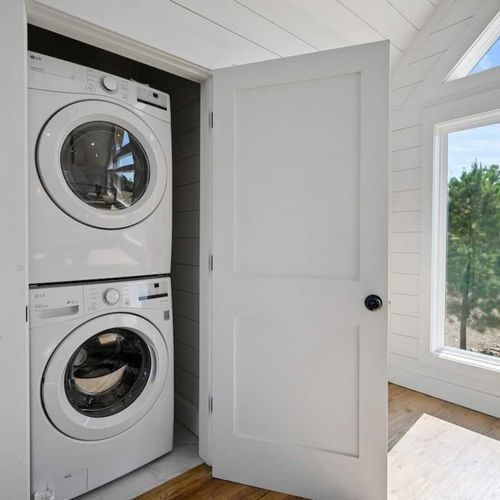 A washer and dryer are found on the main level.