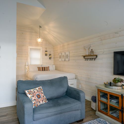 Comfy seating that converts to a single sofa bed.