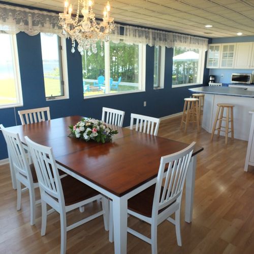 Overall:  the lovely dining room that features a great view of lake huron while dining