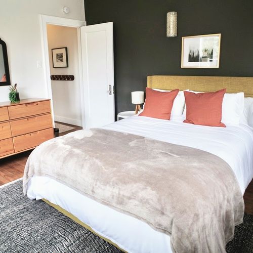 Thoughtfully organized spaces with soft bedding and uncluttered comfort