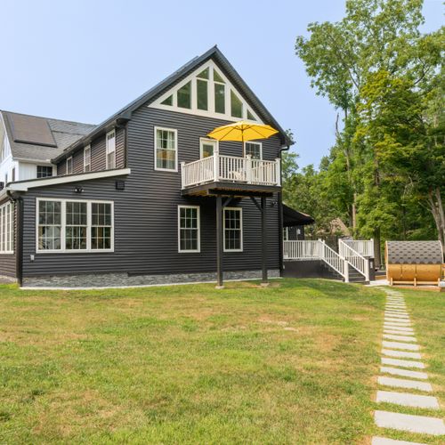 Looking from the pool towards the house.