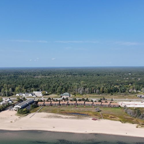 Overview:  the gorgeous lakefront and private sandy beach for the condo development