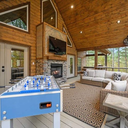 Foosball and an oversized sectional