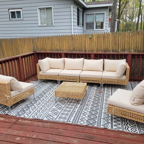 Exterior:  the deck with two comfy seats and sofa to relax