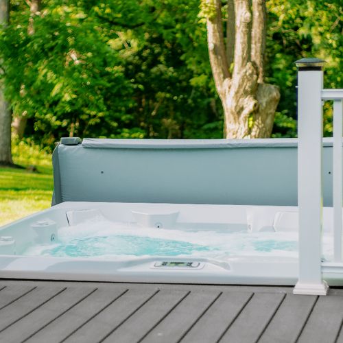 The hot tub is available year round, just steps from the back door.