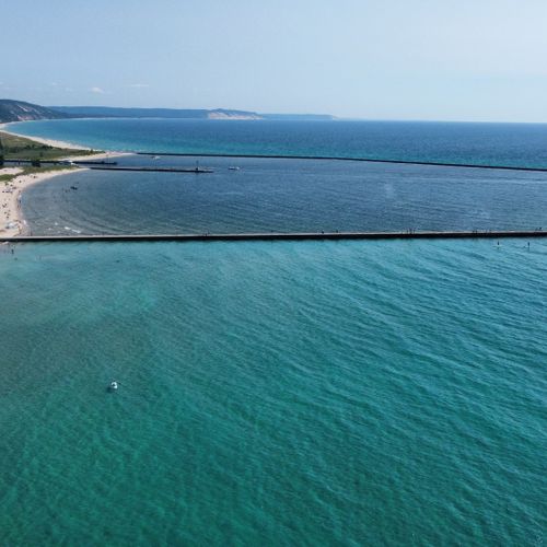 Exterior:  a good photo of the frankfort pier and lighthouse, which is just a short walk from the house